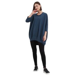 Tirelli Australia Teal Oversized Relaxed Cotton Tunic Top Size S-M